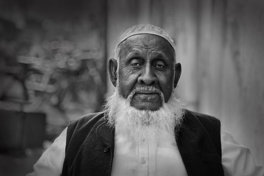 Portrait of an Indian man Close-up portrait of an Indian man in the street, India - stock photo