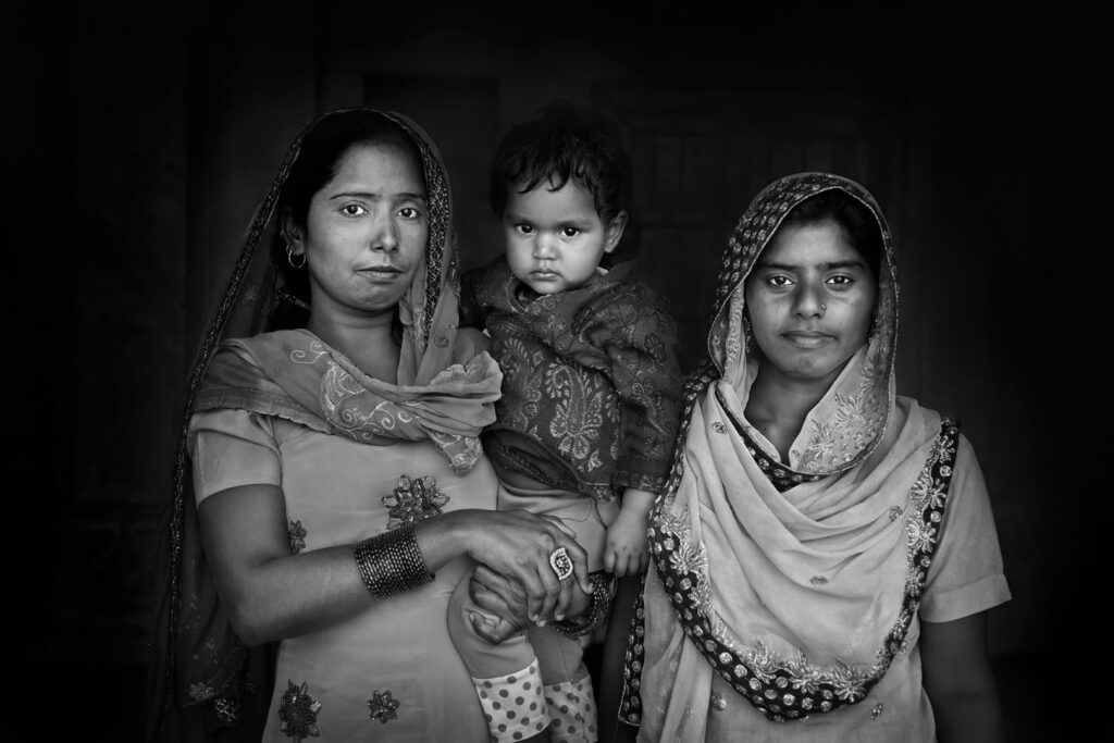 Family Portrait of an Indian family - stock photo