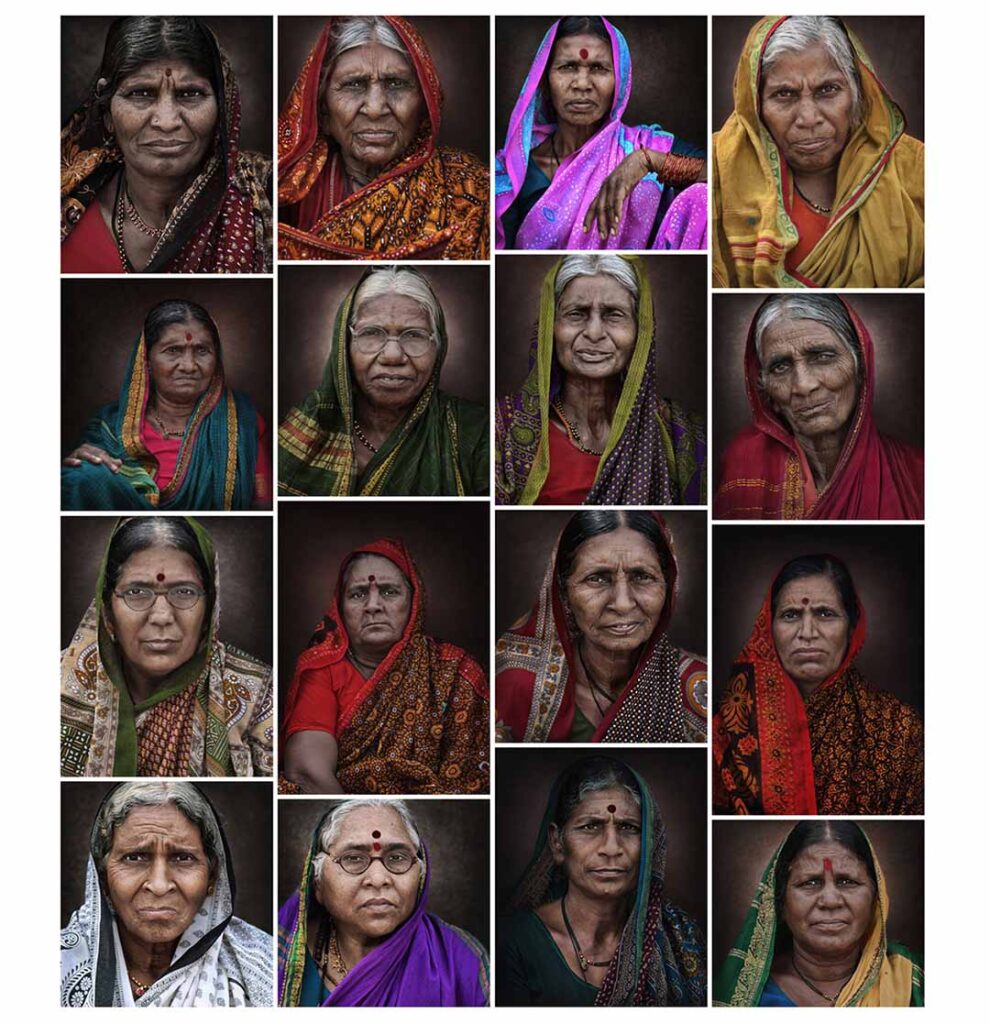 Portrait of Indian Women Close up portrait of Indian women, Taj Mahal, India- stock photo